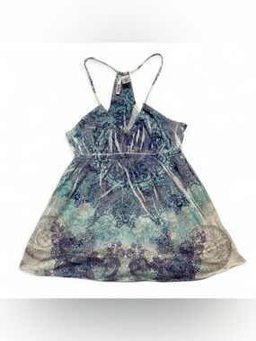 Y2K Bongo Paisley Babydoll Tank Fairycore Boho Flowy Top Womens Size L